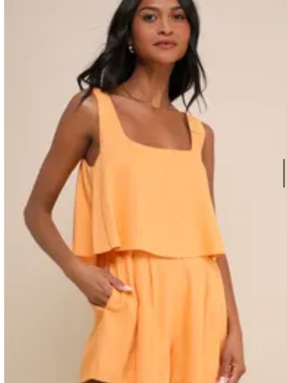 Lulus effortless escape light orange linen sleeveless romper